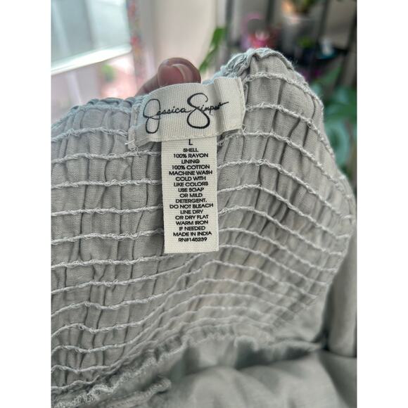 Sage Green Embroidered Boho Midi Dress Jessica Simpson Size L - Picture 6 of 6